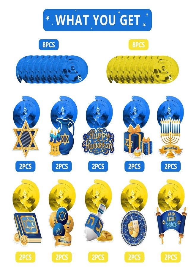 WEEPA 36 Pcs Hanukkah Decorations Hanging Swirls Chanukah Ceiling Swirls Hanukkah Cutouts Foil Hanging Spiral Decorations for Chanukah Party - Image 4