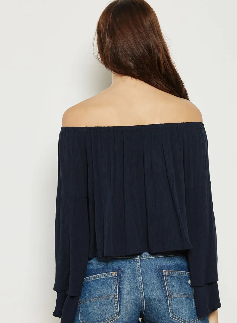 Missguided Pineapple Embroidered Bardot Top