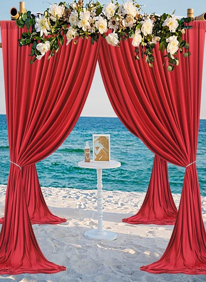 NSSONBEN 20ft x 10ft Wrinkle Free Red Backdrop Curtains for Parties, 4 Panels 5x10ft Silky Polyester Photo Backdrop Drapes for Birthday Wedding Christmas Party Photography Background Stand - Image 5