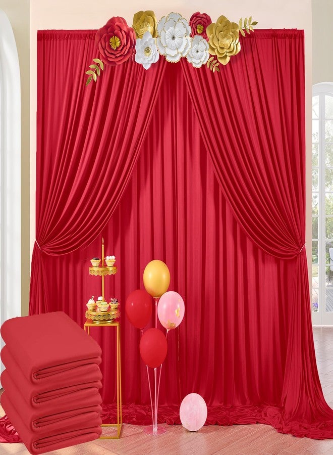 NSSONBEN 20ft x 10ft Wrinkle Free Red Backdrop Curtains for Parties, 4 Panels 5x10ft Silky Polyester Photo Backdrop Drapes for Birthday Wedding Christmas Party Photography Background Stand - Image 1