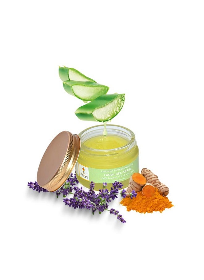 PARAMA NATURALS Lavenderturmeric Aloe Vera Facial Gel Serum 50G Hydrate Moisturize Even Skin Tone For Acneprone Sensitive Skin.  - Image 1