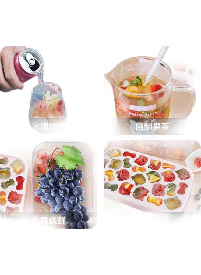Learn To Cook Hellokitty Cartoon Silicone Ice Cube Tray Mold With Lid, Freezer Tray, Ice Cube Mold, Storage Container, Ice Cream Mold - Image 2