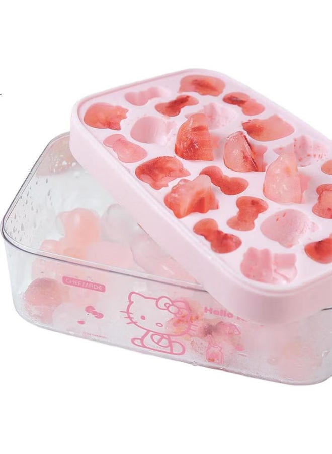 Learn To Cook Hellokitty Cartoon Silicone Ice Cube Tray Mold With Lid, Freezer Tray, Ice Cube Mold, Storage Container, Ice Cream Mold - Image 1