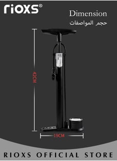 RIOXS Bike Floor Pump With Gauge,Universal High-pressure Inflatable Tube Pump,Bicycle Tire Pump With 15 Pcs Adapter Nozzle Accessories,Inflator For MTB BMX Tires, Balls, Balloons, Inflatables,Cycling Pumps For Indoor Outdoor Use  - Image 5