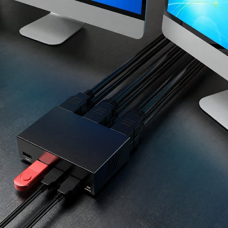 KCEVE Dual Monitor KVM Switcher 3840x2160@30Hz Mirror Extended Mode - Physical Button Switch Plug and Play for Multiple Systems - Image 3