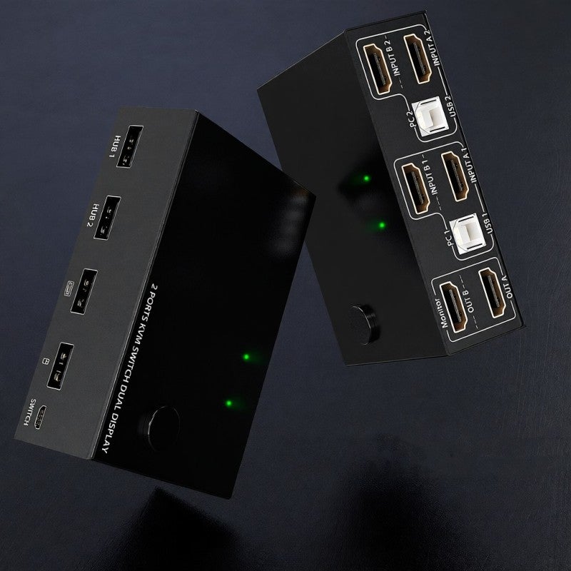 KCEVE Dual Monitor KVM Switcher 3840x2160@30Hz Mirror Extended Mode - Physical Button Switch Plug and Play for Multiple Systems - Image 5