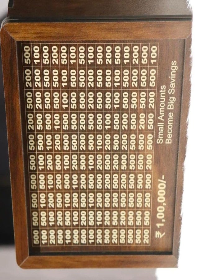 DEILYVERY Wooden Money Bank with Lock 1 Lakh Saving Box with Numbers | Undiyal Hundi Pig (Money Bank New (Brown) - Image 4