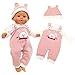 ENOCHT Baby Doll Clothes Pink Rabbit Top Jumpsuit with Cap Handmade Rompers Outfits for 14 to 16 Inch Doll Clothing Set NO Doll - Image 2