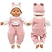 ENOCHT Baby Doll Clothes Pink Rabbit Top Jumpsuit with Cap Handmade Rompers Outfits for 14 to 16 Inch Doll Clothing Set NO Doll - Image 4