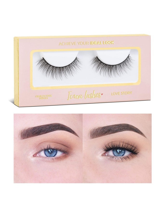Icona Lashes Premium Quality False Eyelashes ; Love Story ; Fluffy And Universal For All Eyes ; Natural Look And Feel ; Reusable ; 100% Handmade & Cruelty Free  - Image 2