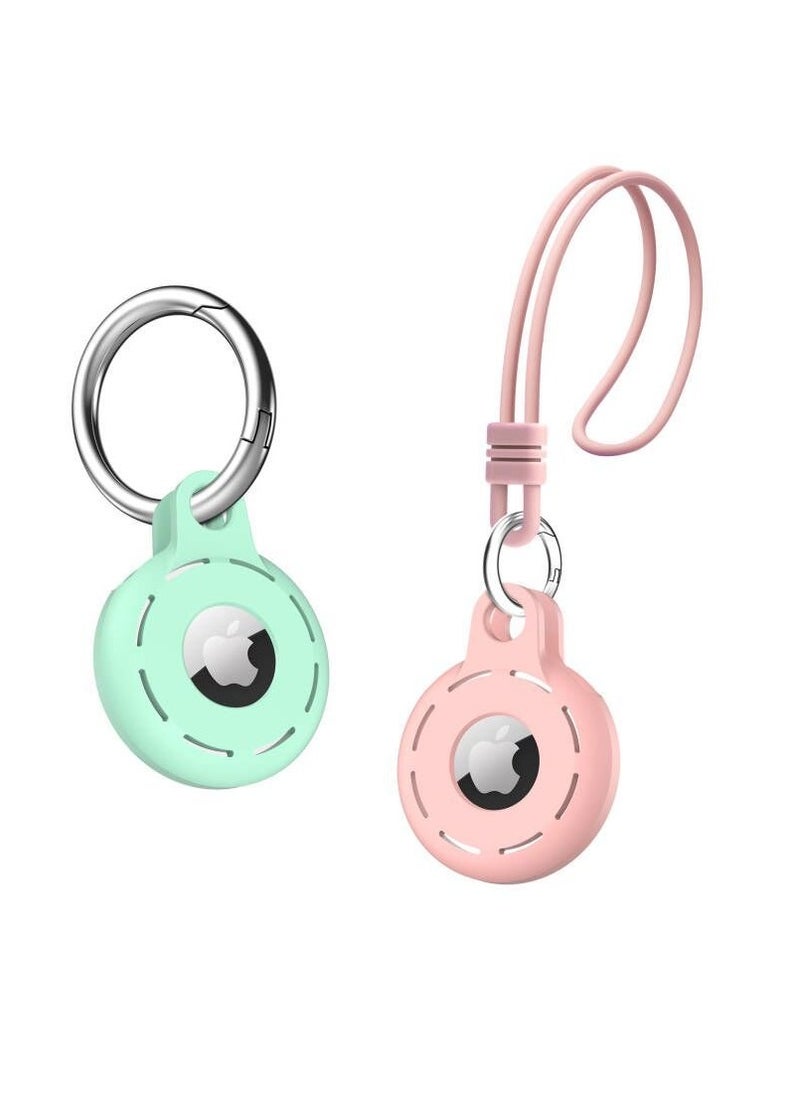 LESHP Air Tag Holder Soft Silicone Case 2 Pack with Keychain Accessories for Easy Attachment to Wallets Keys and Pet Collars  - Image 1