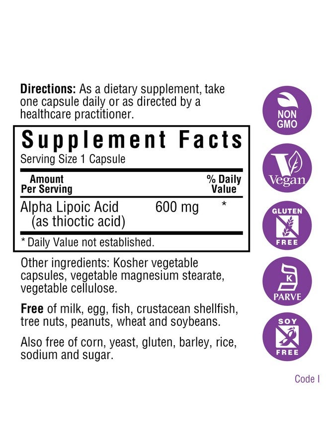 Bluebonnet Alpha Lipoic Acid Vegetarian Capsules 300 Mg 60 Count White - Image 3