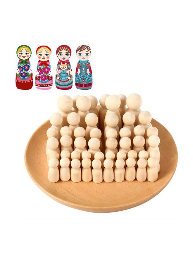 Abnaok 50 Pack Unfinished Wooden Peg Dolls, Peg People, Doll Bodies, Wooden Figures, Decorative Peg Doll People for Kids DIY Art Craft, Painting, Peg Game, Home Party Decor, Assorted Shapes and Sizes - Image 1