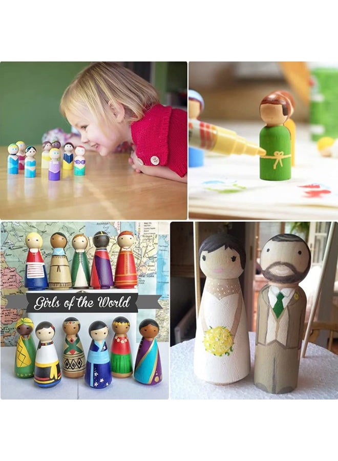 Abnaok 50 Pack Unfinished Wooden Peg Dolls, Peg People, Doll Bodies, Wooden Figures, Decorative Peg Doll People for Kids DIY Art Craft, Painting, Peg Game, Home Party Decor, Assorted Shapes and Sizes - Image 5