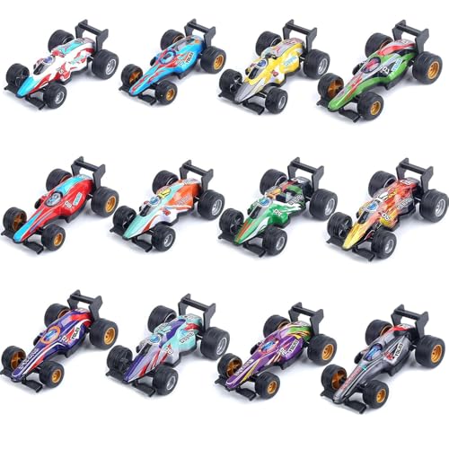 Weesdsio 12Pcs F1 Formula Pull Back Cars Toy Number Stickers 332112 Inch Matchbox Cars Crash Resistant Inertia Toy Car Race Cars Toy for Kids Birthday Party Favors - Image 1