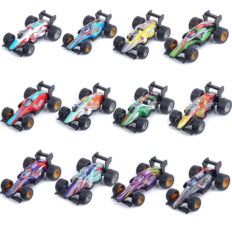 Weesdsio 12Pcs F1 Formula Pull Back Cars Toy Number Stickers 332112 Inch Matchbox Cars Crash Resistant Inertia Toy Car Race Cars Toy for Kids Birthday Party Favors - Image 4