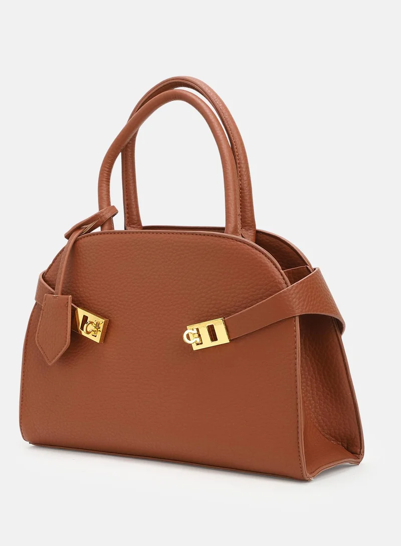 Haute Sauce Solid Zip Lock Regular Vegan Leather Hand Bag For Women