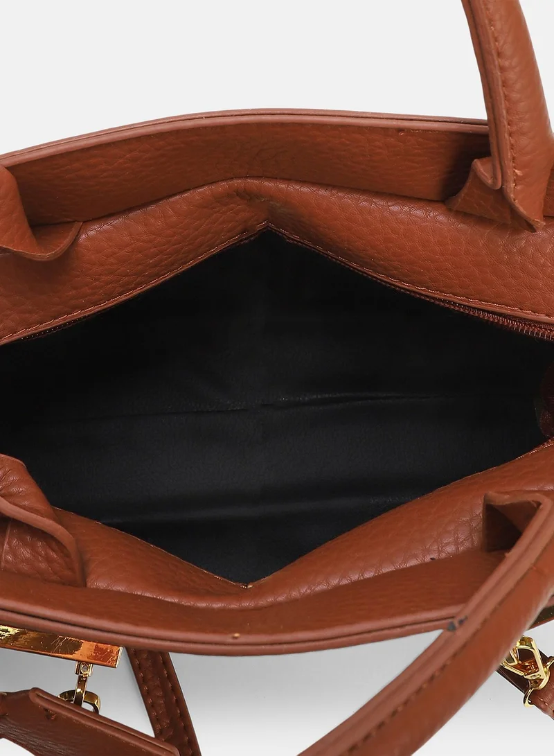 Haute Sauce Solid Zip Lock Regular Vegan Leather Hand Bag For Women