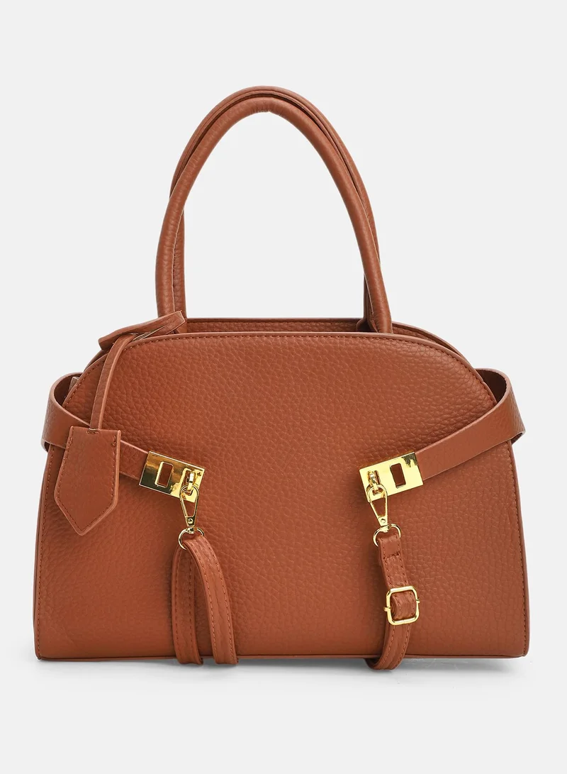 Haute Sauce Solid Zip Lock Regular Vegan Leather Hand Bag For Women
