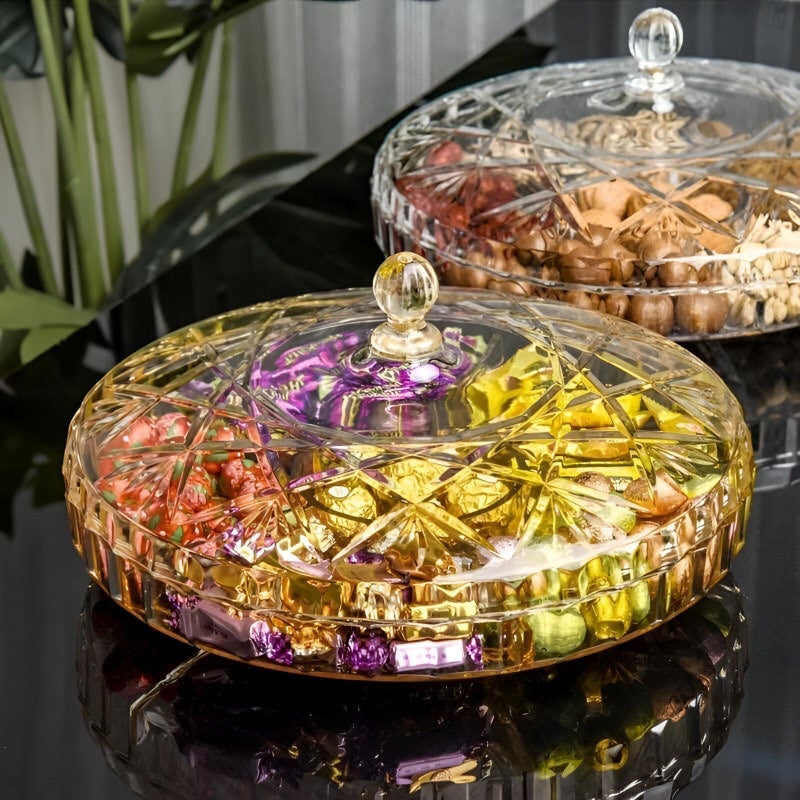 Multi Part Tasali Tray - Durable Acrylic Serving Plate with Lid, Perfect for Nuts, Candies, and Baked Treats, Dishwasher Safe, Perfect for Gatherings and Parties. (Round) - Image 4