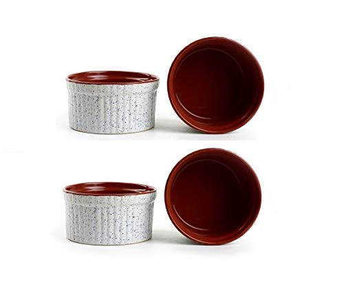 Caffeine Ceramic Handmade White & Brown Ramekins Bowl (Set of 6) - Image 5