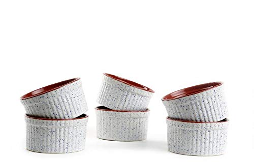 Caffeine Ceramic Handmade White & Brown Ramekins Bowl (Set of 6) - Image 3