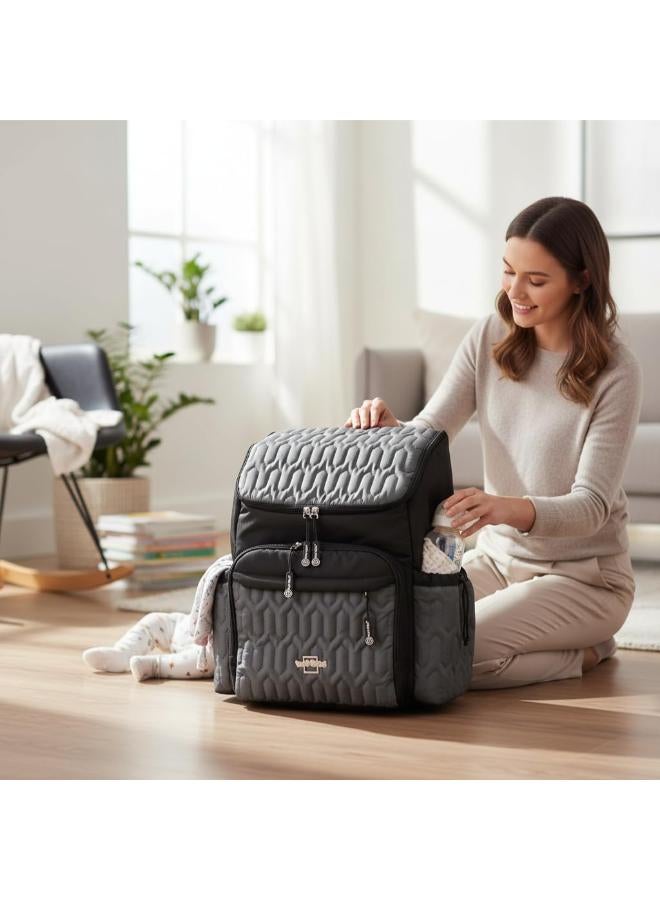 Petit Bebe Allure Baby Diaper Bag - Grey - Image 1
