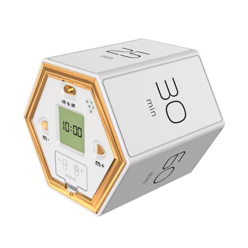 Cube Timer 7.5x6.5x6.5cm White Customizable Timing Options - Compact And Convenient Productivity Timer For Home Office School On-the-go Time Management - Image 1