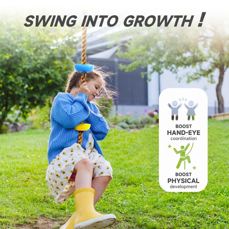 ZNCMRR Climbing Rope Tree Swing with Platforms and Disc Swing Seat Set Outdoor Playground Accessories for Kids Including Hanging Strap & Carabiner Rope Swings for Tree Outdoor Swing Set Accessories - Image 4