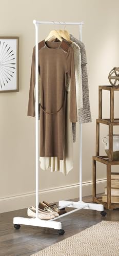 Whitmor Rolling Garment Rack White STORAGE - Image 3