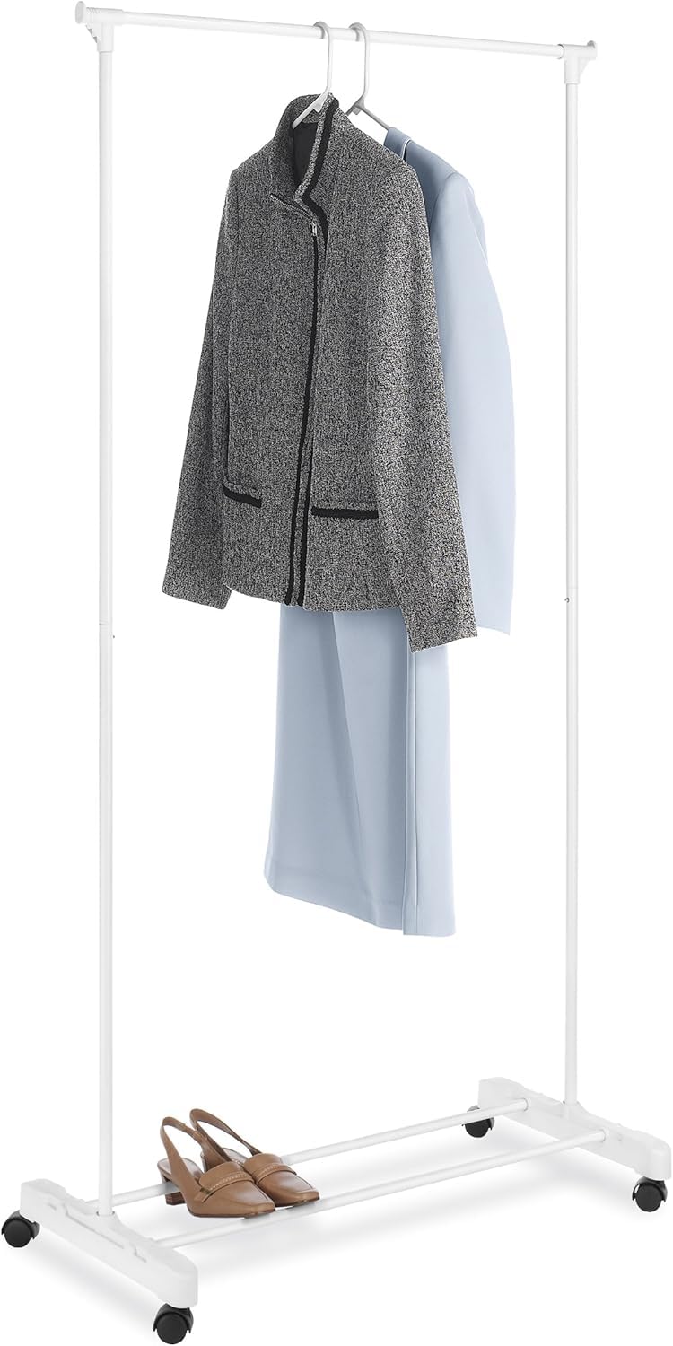 Whitmor Rolling Garment Rack White STORAGE - Image 2