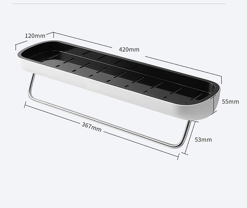 ZURATO Plastic Self Adhesive Kitchen and Bathroom Shelves with Hook Wall Mounted Organizer Shampoo, Cosmetic, Coat Hook (Shelves with Towel Bar) - Image 3