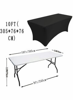 HomarKet Spandex Tablecloth , 305*76*76CM Washable and Wrinkle Resistant Stretch Rectangular Fitted Patio Table Cover for Event, Wedding, Banquet & Parties (10FT,Black)  - Image 4