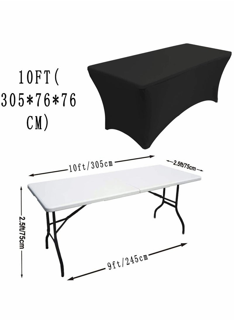 HomarKet Spandex Tablecloth , 305*76*76CM Washable and Wrinkle Resistant Stretch Rectangular Fitted Patio Table Cover for Event, Wedding, Banquet & Parties (10FT,Black)  - Image 4