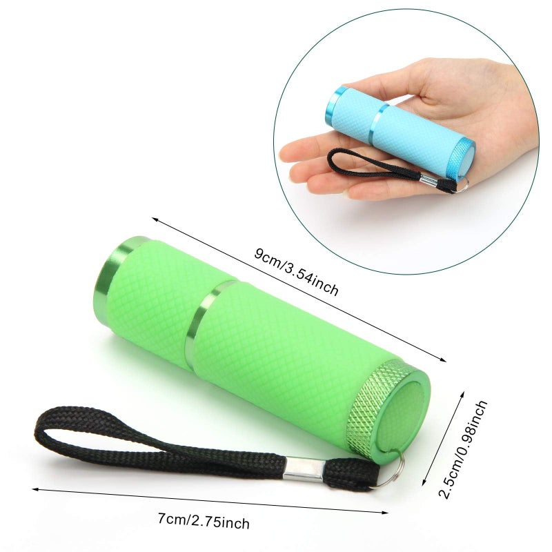 AHIER 9 LED Glow in Dark Flashlights, 4 Pack Rubber Coated Small Flashlights with Straps, Portable Handy Lights for Camping, Hiking, Indoor, Assorted Colors - Image 4