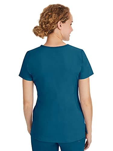 Healing Hands Women's Scrub Top V-Neck with 2 Pockets, 2-Way Stretch, and Yoga Knit Side Panels for Slim Fit - 2245, XL, Caribbean - Image 2