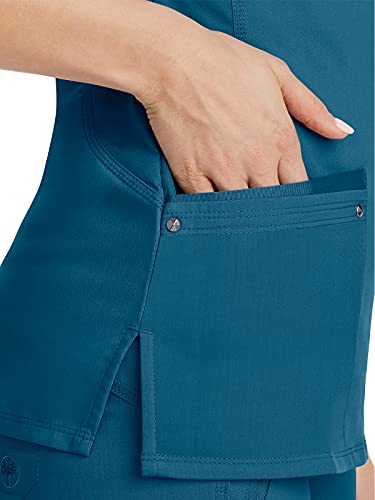 Healing Hands Women's Scrub Top V-Neck with 2 Pockets, 2-Way Stretch, and Yoga Knit Side Panels for Slim Fit - 2245, XL, Caribbean - Image 4