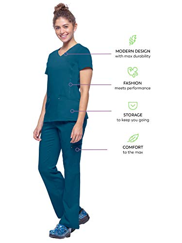 Healing Hands Women's Scrub Top V-Neck with 2 Pockets, 2-Way Stretch, and Yoga Knit Side Panels for Slim Fit - 2245, XL, Caribbean - Image 5