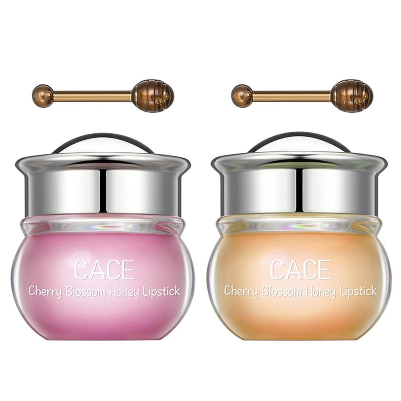 2 Bottles Sakura  Honey Lip Balm Day  Night Repair Deep Moisture and Fade Lip Lines Rich in Vitamin E  Cherry Blossom Extract Beeswax Essence Natural Lip Enhancer Care Sleeping Lip Mask