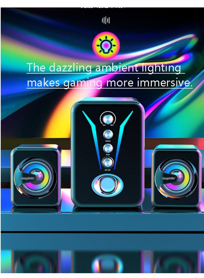 نيوترل مضخم صوت بلوتوث منزلي، نظام مكبرات صوت للكمبيوتر، صوت عالي الجودة مع حجم صوت قوي، إضاءة محيطة مبهرة. يتميز بوجود وضعي اتصال بلوتوث وسلكي، وهو مثالي للألعاب والسينما المنزلية والتجمعات المسائية والمزيد (أسود). - Image 4
