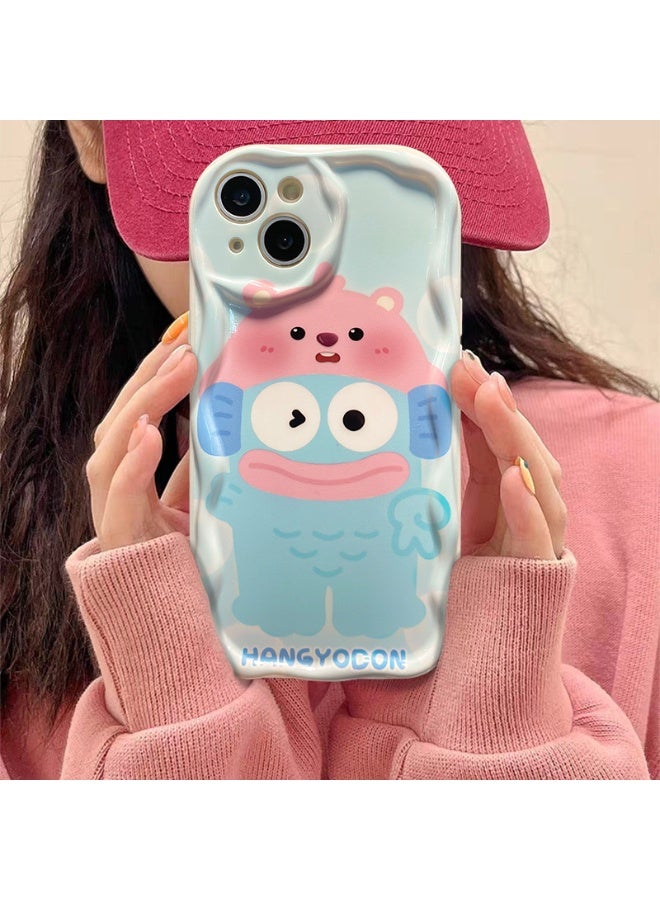 Apple iPhone 15 phone case, featuring an ugly fish making a peace sign, a fun and shockproof soft phone case. - Image 1