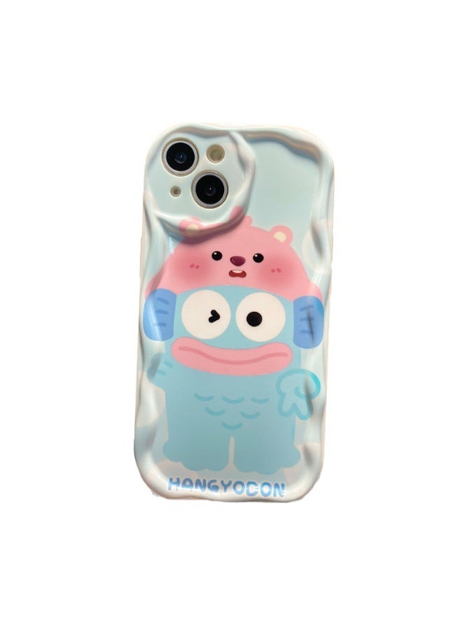 Apple iPhone 15 phone case, featuring an ugly fish making a peace sign, a fun and shockproof soft phone case. - Image 2