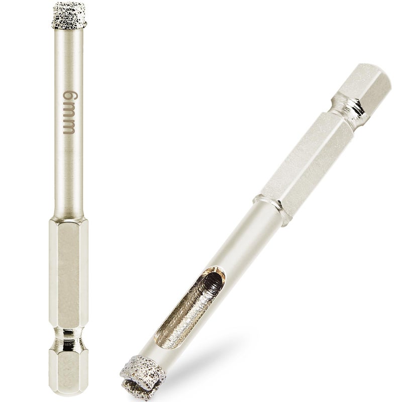 DaduoRi 1/4 inch Diamond Hole Saw, Wet Use, 1/4" Diamond Drill Bit for Porcelain Tile Glass Granite Ceramic Marble Stone, 6mm Tile Bits x 2 Pack (1/4" Hex Shank) - Image 1