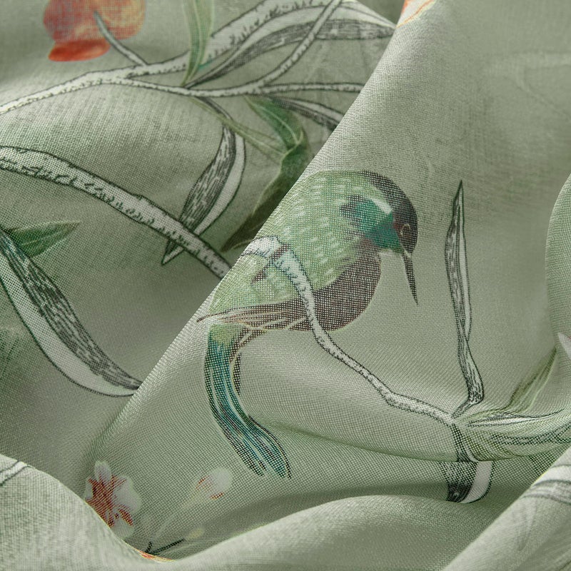 XTMYI Cottage Core Curtains for Kitchen, Nature Cottagecore French Country Farmhouse Green Vintage Bird Floral Sheer Panel for Bedroom Living Room Furniture Bathroom Decor, 63 Inch Length 2 Panels - Image 4