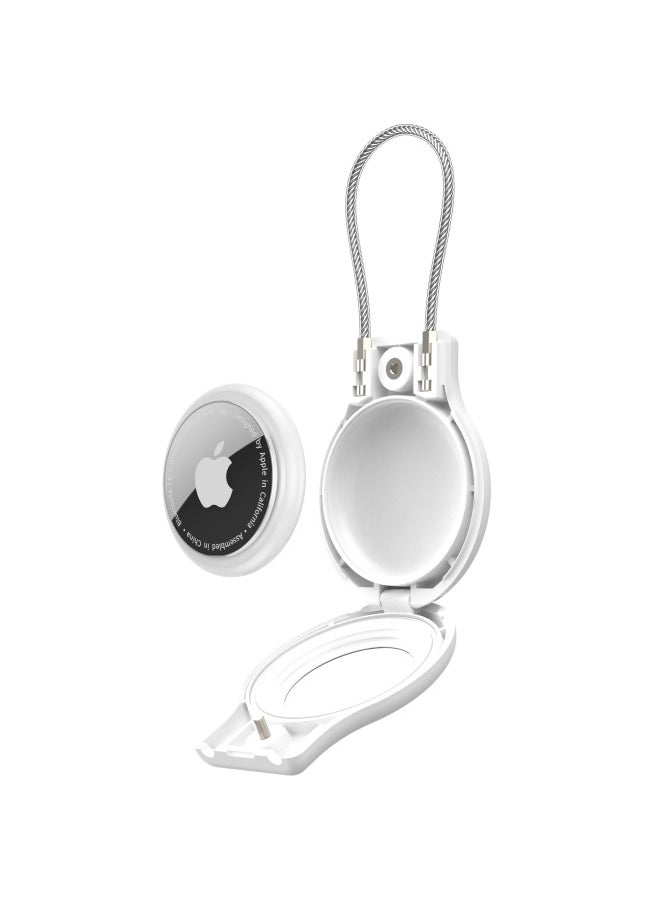 Generic - For Apple AirTag Protective Case Apple Tracker PC Security Lock Anti-lost Hanging Buckle Tracker Protective Case-Color:White-Applicable Models:AIRTAG - Image 1