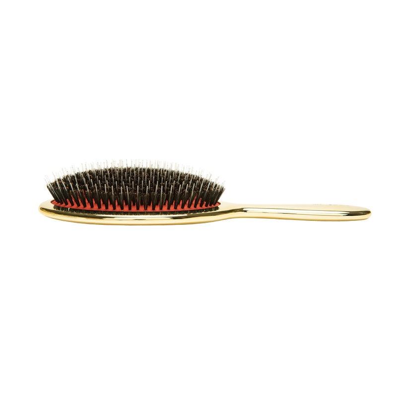 Ibiza Hair Extra Large Oval Boar Brush (GL7 - Gold Metallic) | Boar/Nylon Bristles Stimulate Scalp & Distribute Sebum for Natural Shine | Ideal for Straight Styles, Updos & Roller Sets - Image 4
