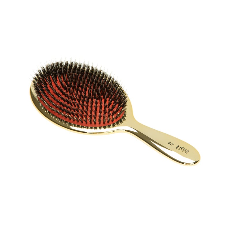 Ibiza Hair Extra Large Oval Boar Brush (GL7 - Gold Metallic) | Boar/Nylon Bristles Stimulate Scalp & Distribute Sebum for Natural Shine | Ideal for Straight Styles, Updos & Roller Sets - Image 2