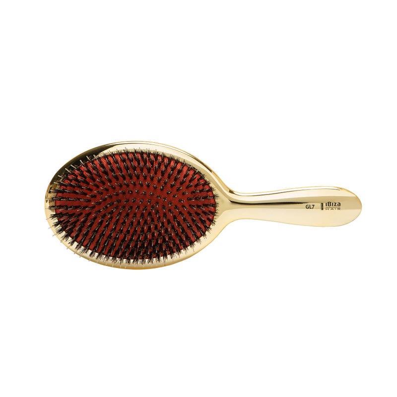 Ibiza Hair Extra Large Oval Boar Brush (GL7 - Gold Metallic) | Boar/Nylon Bristles Stimulate Scalp & Distribute Sebum for Natural Shine | Ideal for Straight Styles, Updos & Roller Sets - Image 1