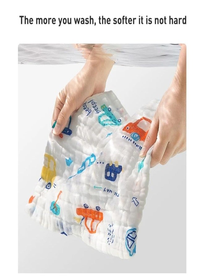 OBABY 6-Layer Ultra Soft Muslin Cotton Washcloths 25 cmx25 cm (Pack of 3) | Gentle Face & Body Towels for Newborns | Highly Absorbent, Reusable & Quick-Drying | Cute Print Mix for Bath & Daily Care - Image 5
