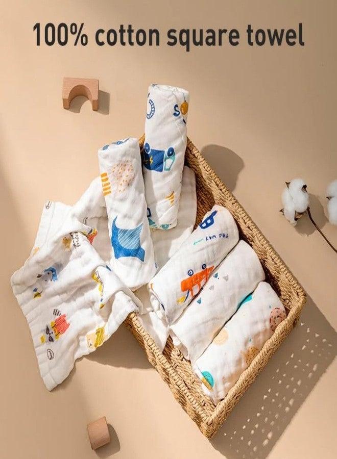 OBABY 6-Layer Ultra Soft Muslin Cotton Washcloths 25 cmx25 cm (Pack of 3) | Gentle Face & Body Towels for Newborns | Highly Absorbent, Reusable & Quick-Drying | Cute Print Mix for Bath & Daily Care - Image 3
